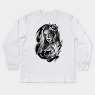 Chicano Girl Kids Long Sleeve T-Shirt